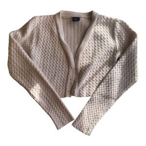 Blanc Clothing Cream/Biege Zigzag Knit Women's Cardigan Sweater (M)